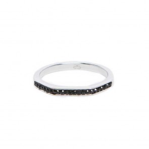 Silis The Ring Square Silver & Black Strass