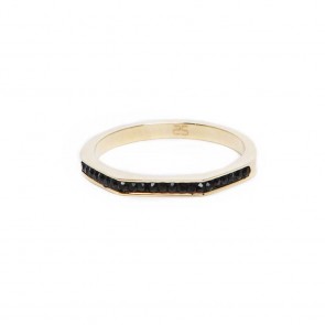 Silis The Ring Square Gold & Black Strass