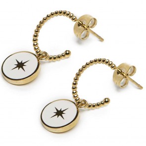 Silis The Earring Star Color Gold Out & White